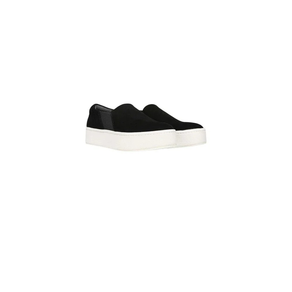 Vince Suede Warren Sneaker 7 M Black White Slip On Double Thick Rubber